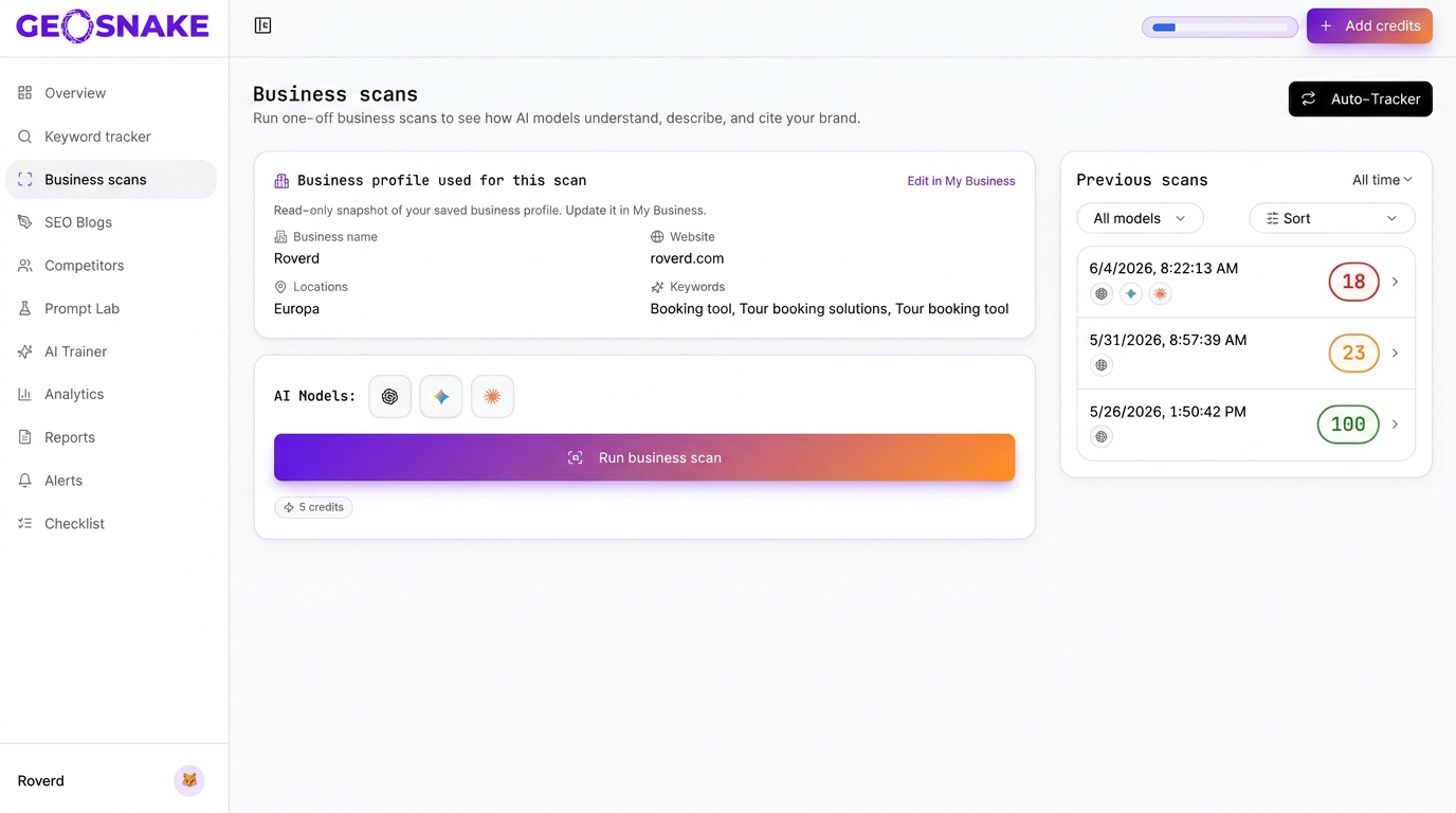 GeoSnake client visibility dashboard